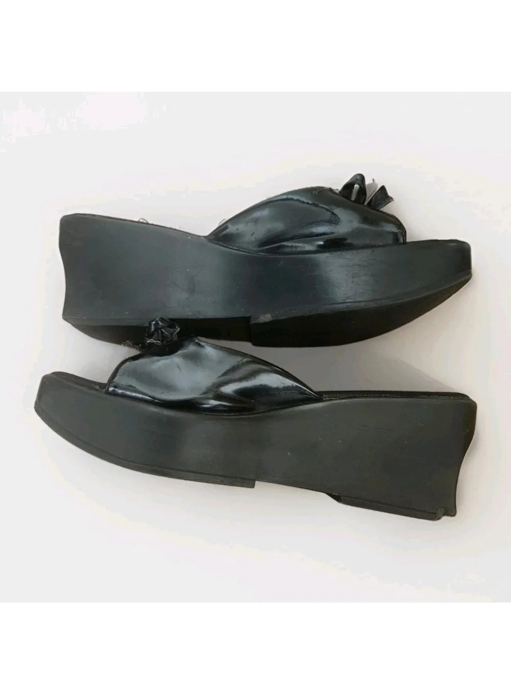 VTG 90s Y2K Lower East Side Slide Sandals 5.5 Bow Wedge Platform Chunky RARE